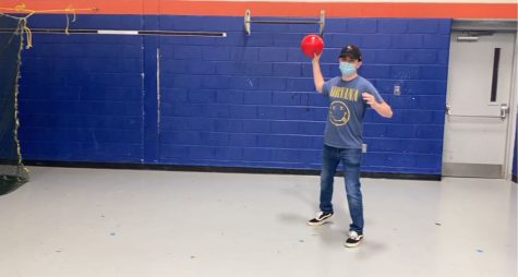 A student with a dodgeball
