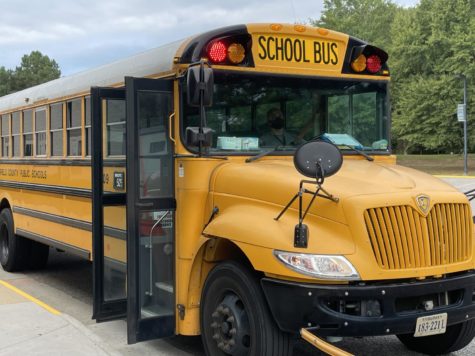 A school bus with its doors open